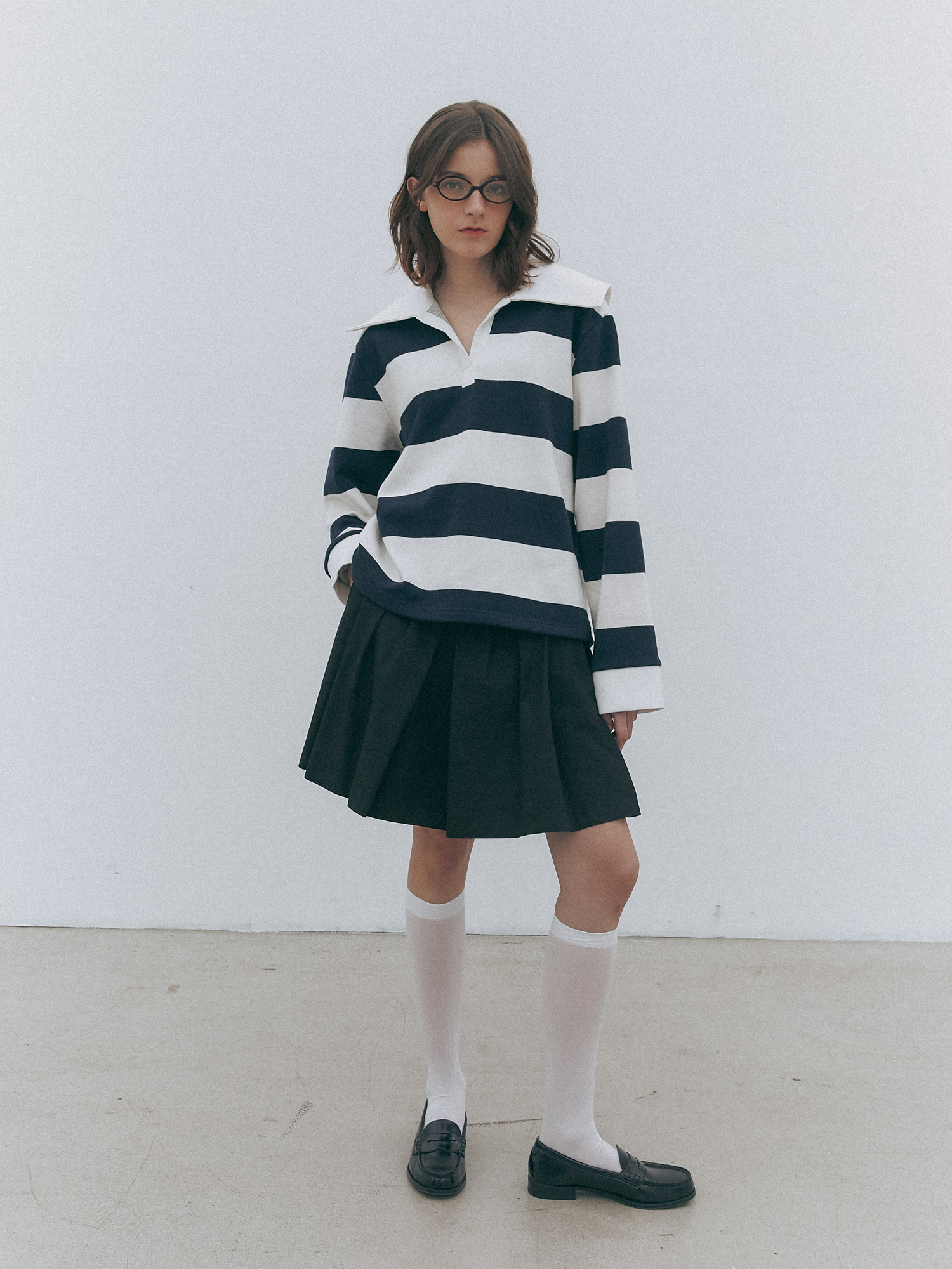 sailor collar rugby top (navy-white)
