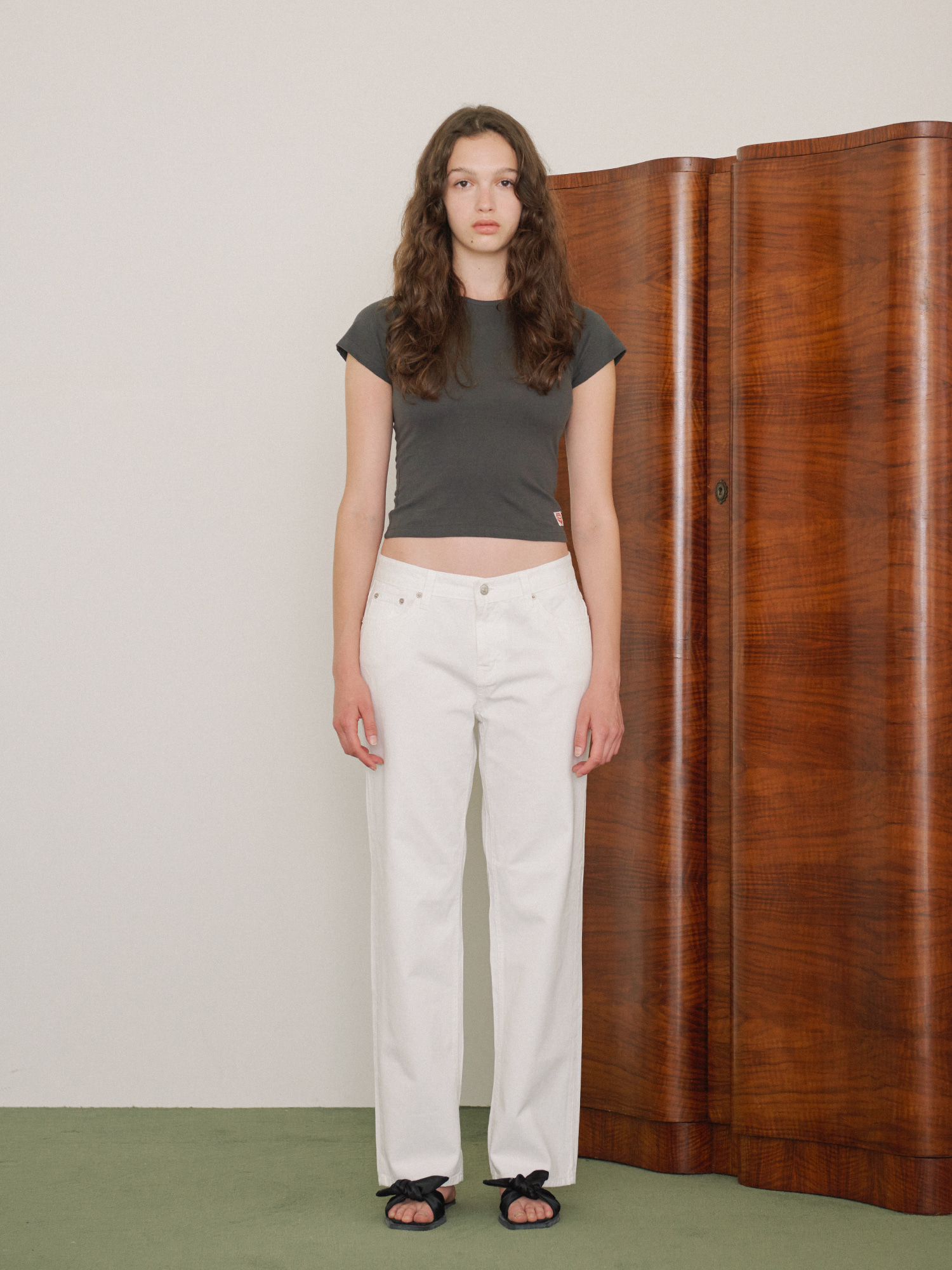 low-rise cotton pants (white)