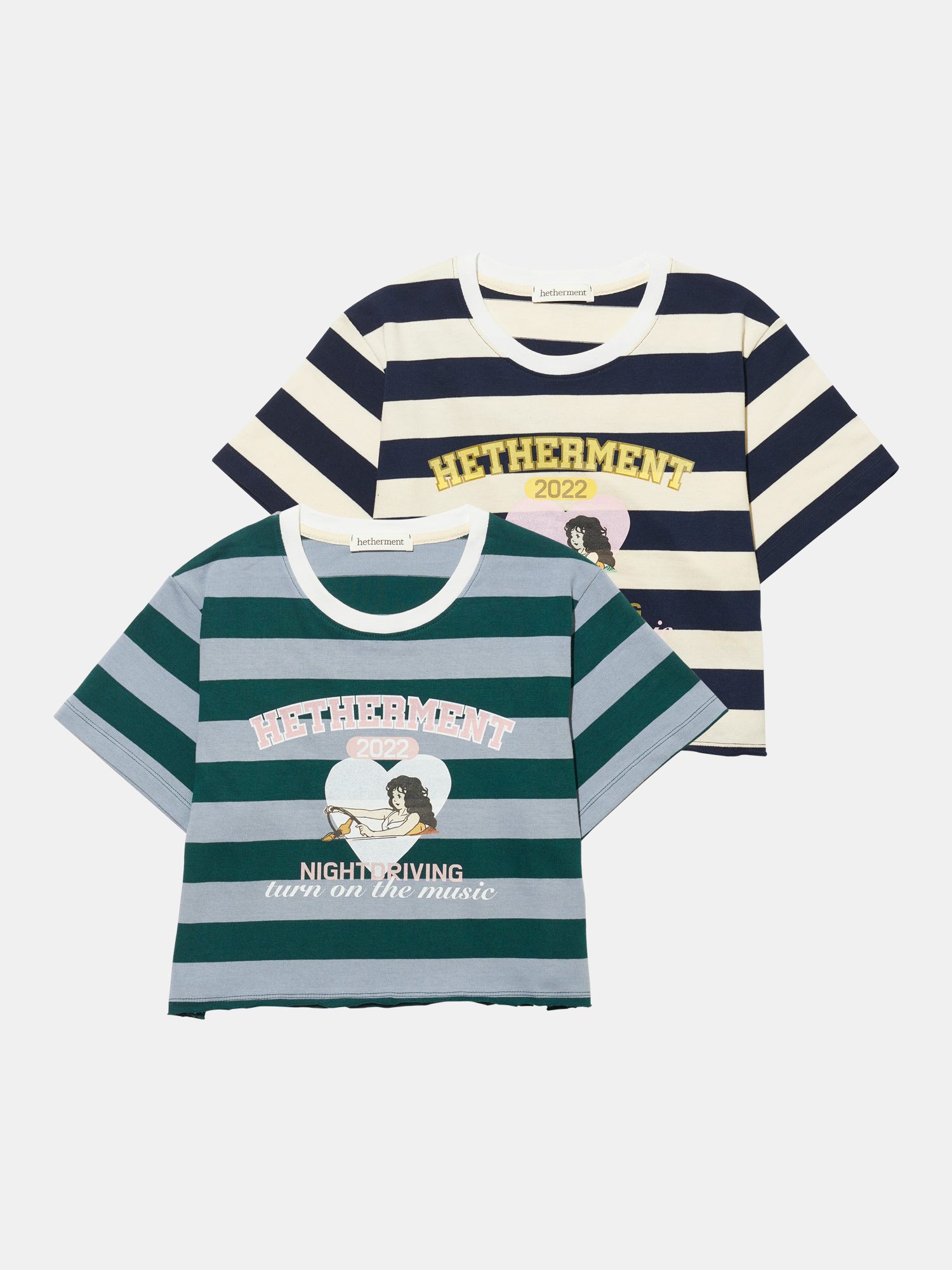 hether vintage stripe t-shirts (set)