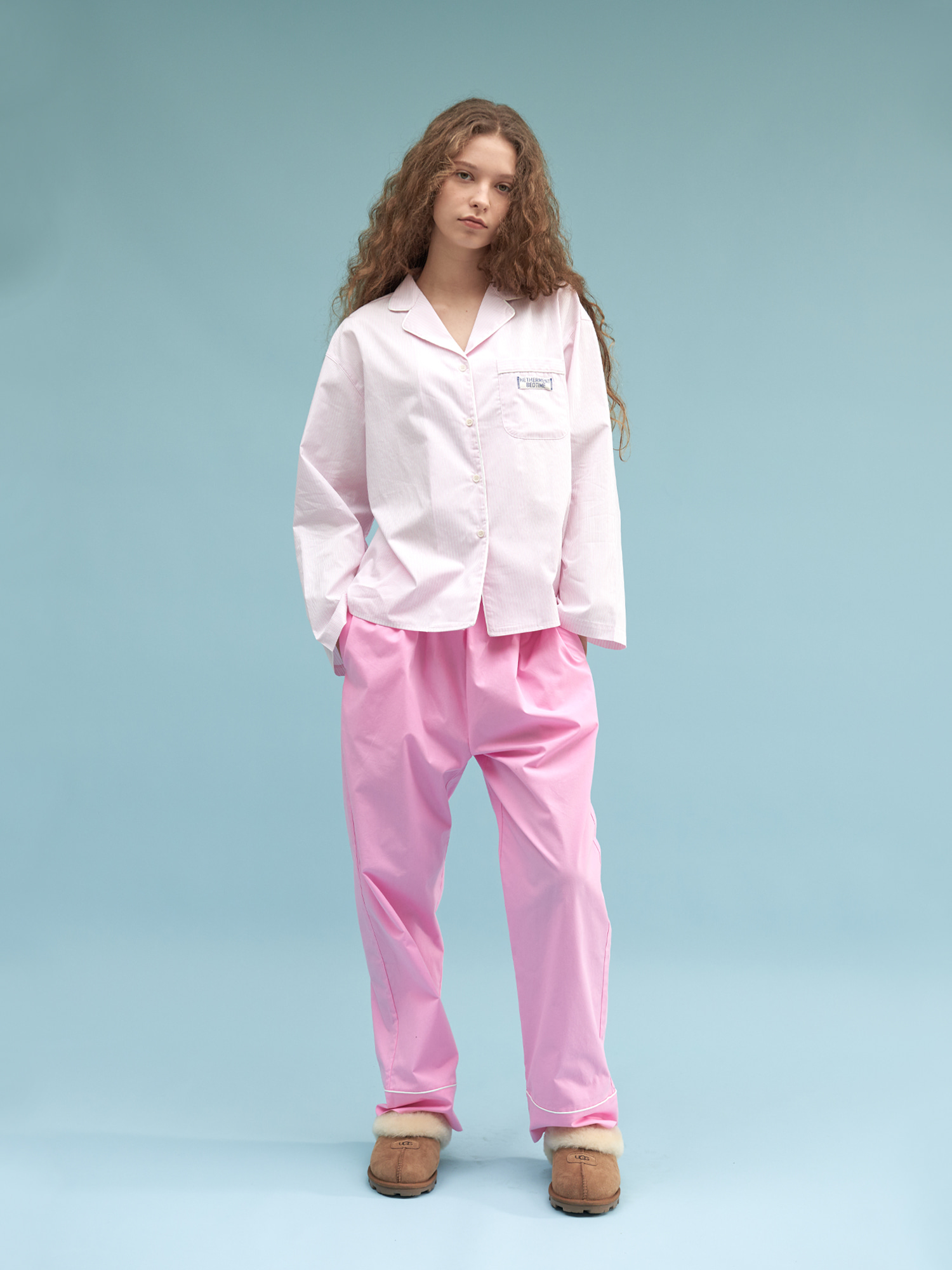 BEDTIME piping pajama pants (pink)