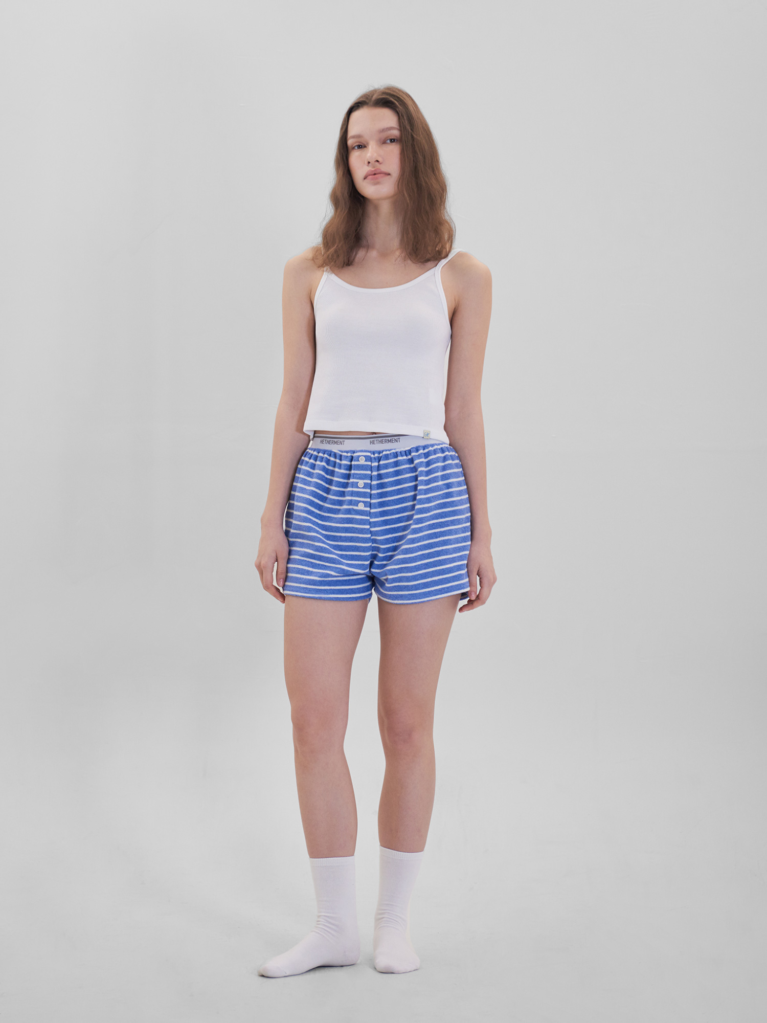 terry banding shorts (blue stripe)