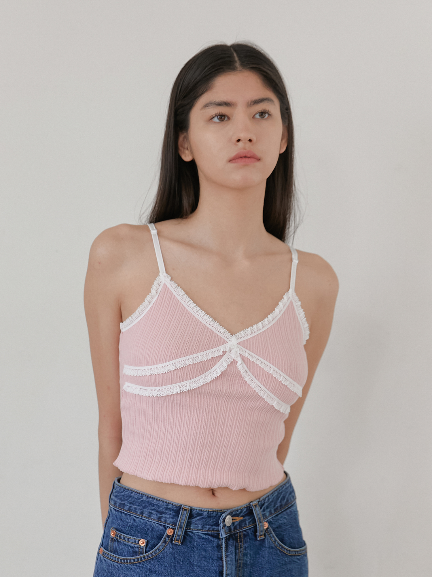 double lace camisole (baby pink)