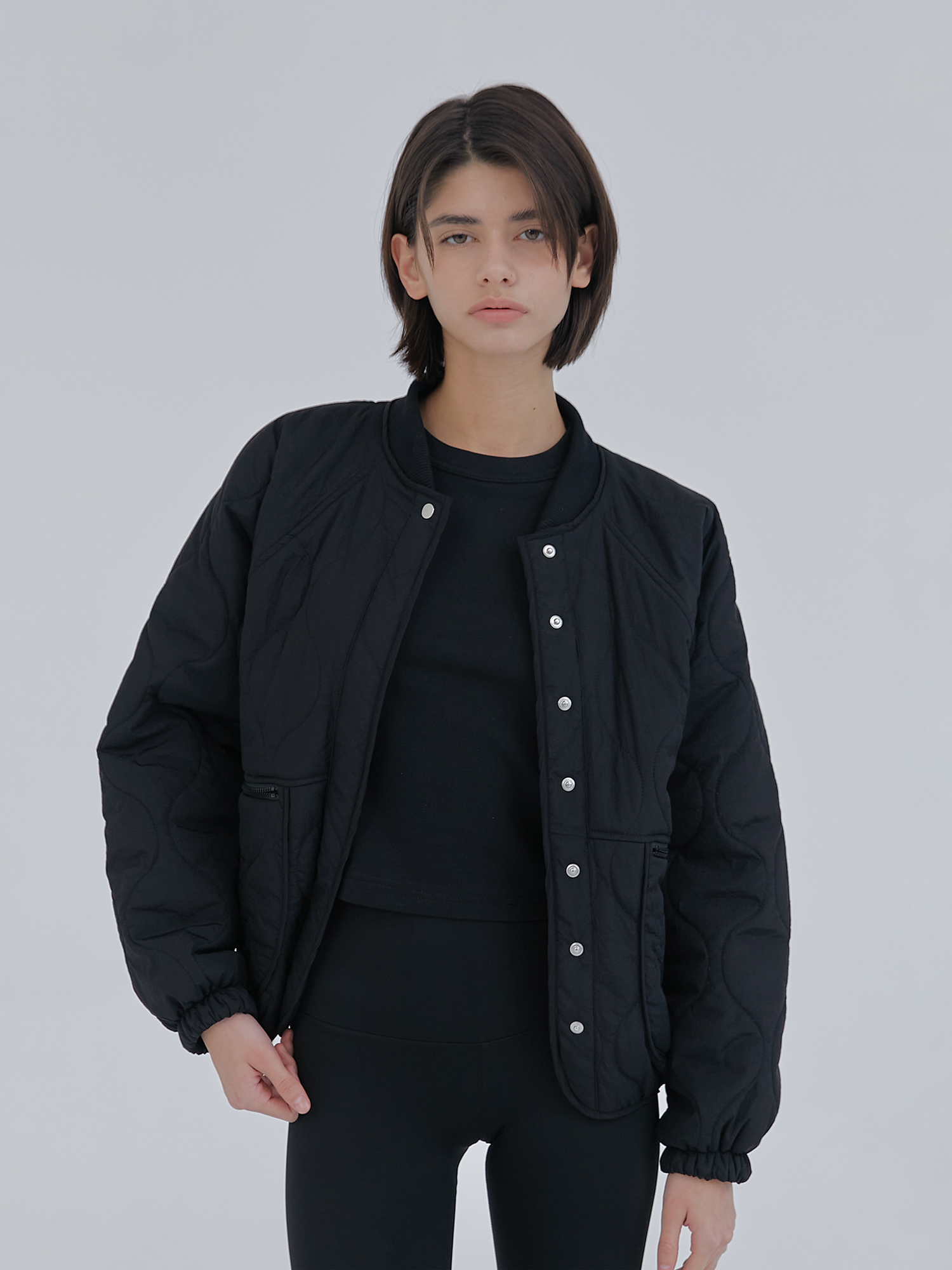 cloud quilted bomber (black)